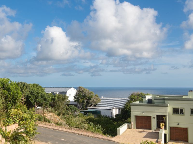 A scenic elevated view overlooking the surrounding residential neighborhood with a clear horizon line and expansive ocean vista.