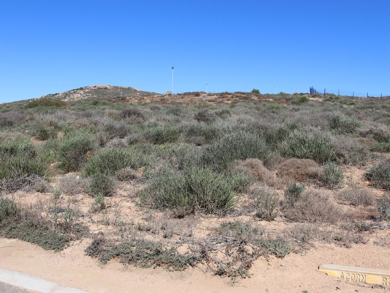 A view of a vacant residential plot of land with natural vegetation, accessible from the street.