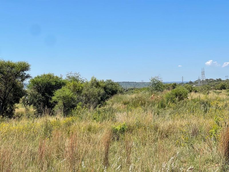 A view of the vacant residential land featuring natural grassland and native vegetation under a clear blue sky.