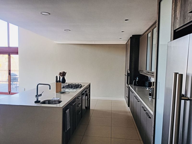 Modern kitchen featuring a central island with a gas hob and undermount sink, complemented by sleek cabinetry, stone countertops, and recessed lighting.