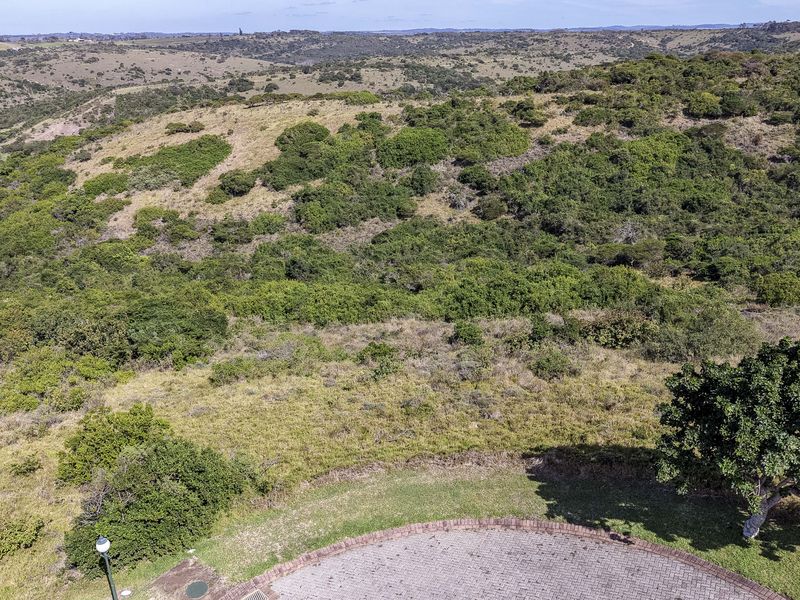 Aerial view of a vacant residential plot featuring a paved driveway area and extensive natural landscape with native vegetation.