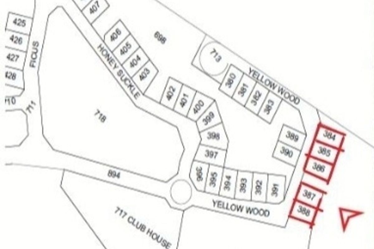 A site plan showing the layout and positioning of property plots within the estate.