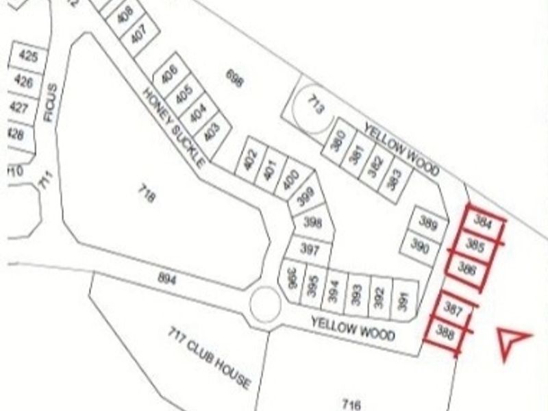 A site plan showing the layout and positioning of property plots within the estate.