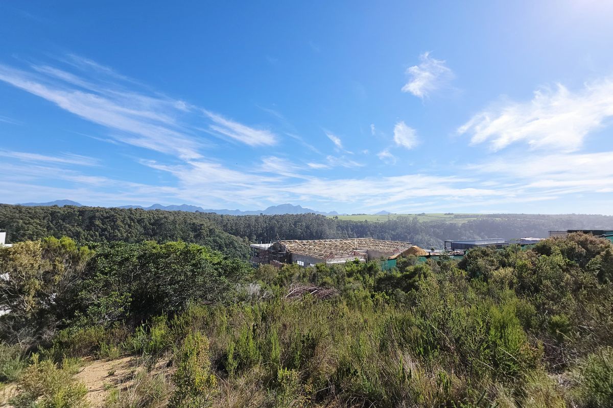 An elevated view of a residential construction site nestled within a natural landscape, featuring mountain vistas and surrounding indigenous vegetation.