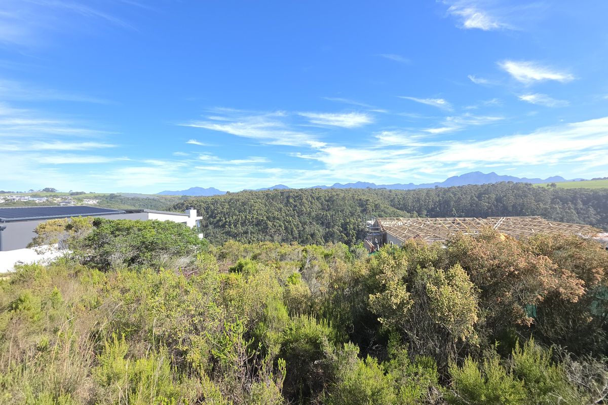 A scenic view overlooking a lush, forested valley with distant mountain ranges under a clear blue sky, showcasing the natural landscape of the residential area.