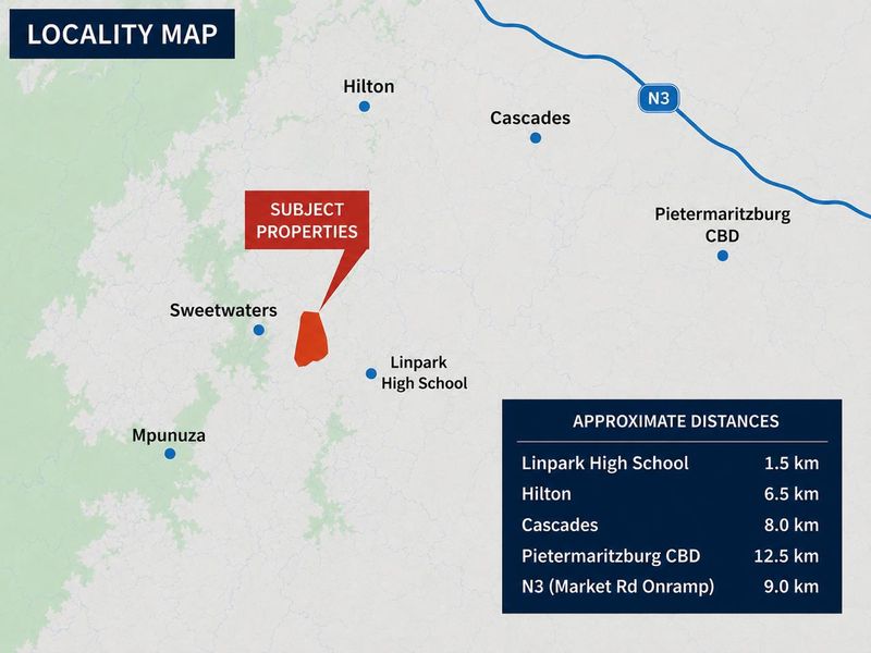 A locality map showing the subject property's position relative to local landmarks, schools, and major transport routes.