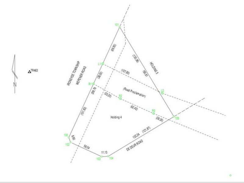 A survey diagram showing the boundary dimensions and layout of the vacant land property.