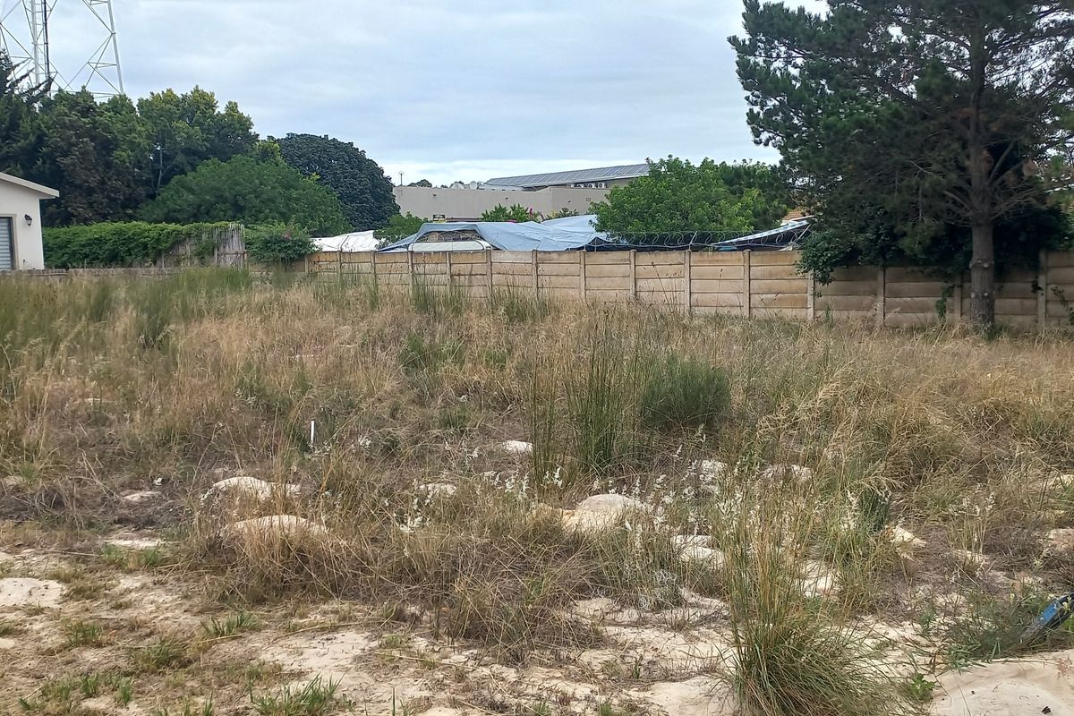 A vacant residential plot featuring natural vegetation, enclosed by a precast concrete boundary wall with security fencing.