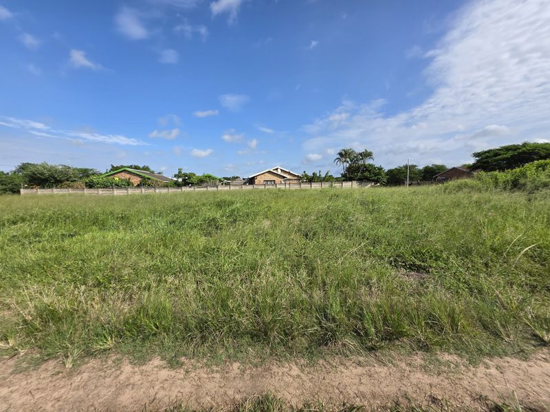 A vacant residential plot of land featuring natural grass cover and a perimeter boundary wall, situated in a developed neighborhood.