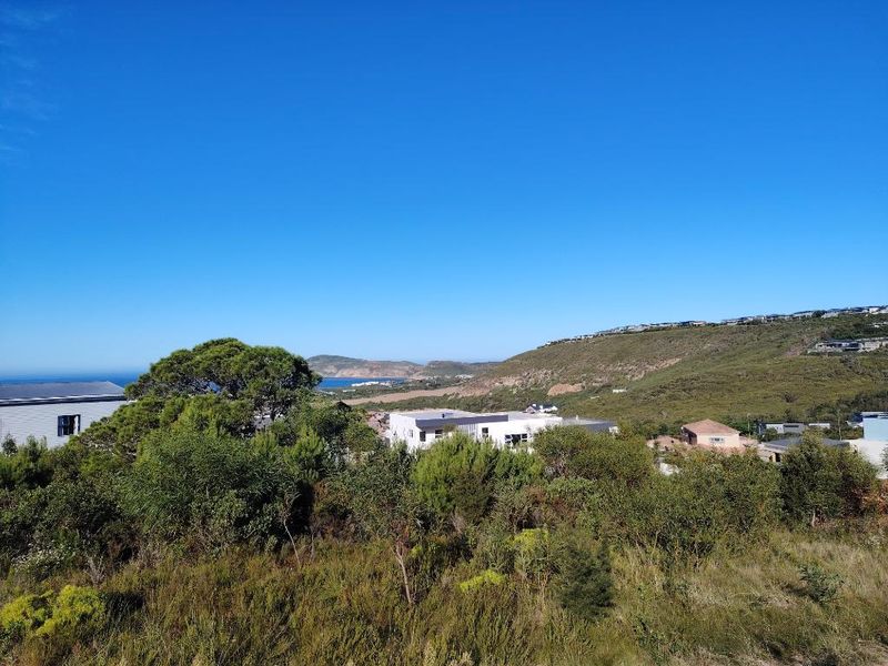 A scenic elevated view overlooking the surrounding coastal landscape, native vegetation, and nearby residential developments under a clear blue sky.