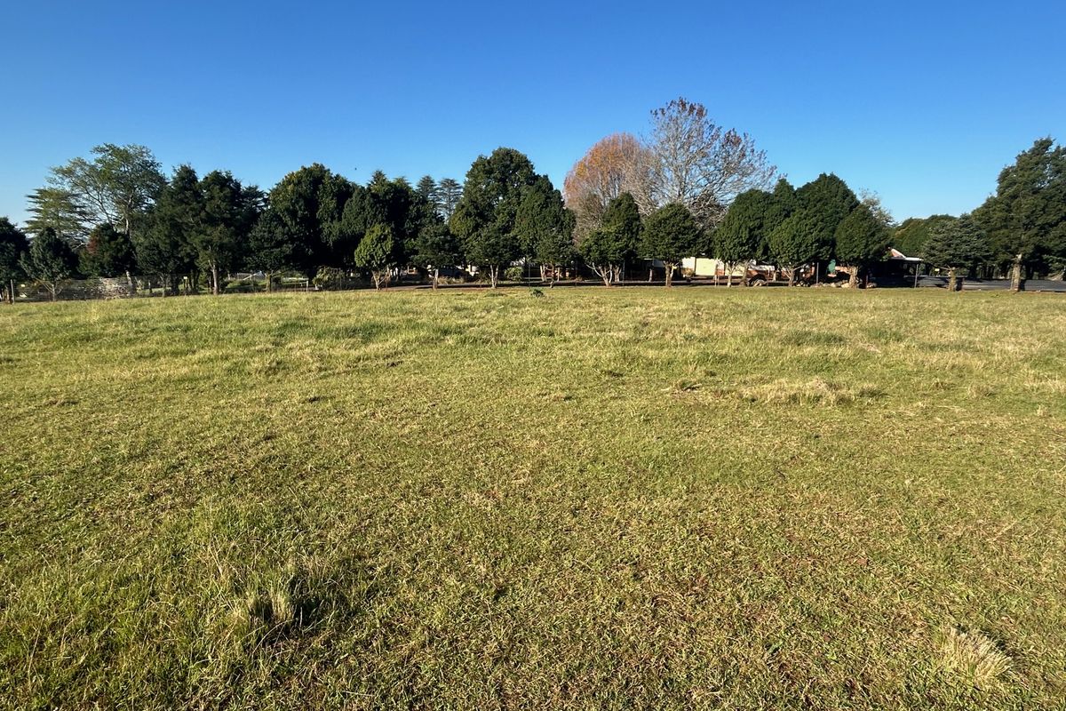 A wide, open grassy plot featuring mature trees along the perimeter, offering a clear and level space suitable for residential development.