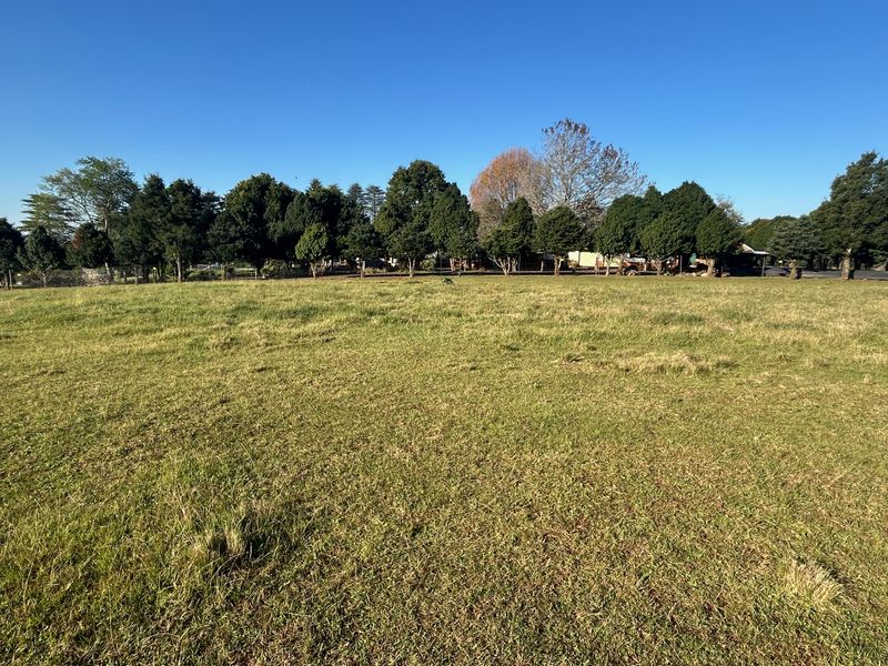 A wide, open grassy plot featuring mature trees along the perimeter, offering a clear and level space suitable for residential development.