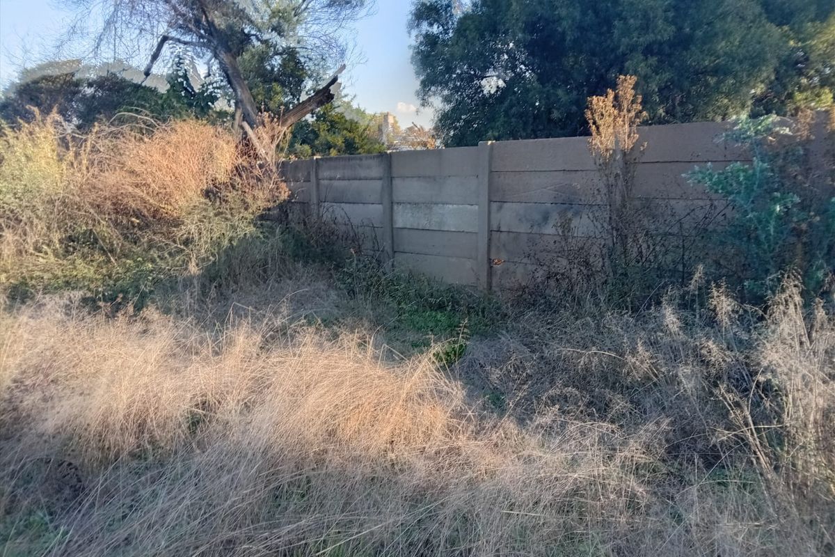 A view of a vacant residential plot featuring an existing concrete boundary wall and overgrown natural vegetation.