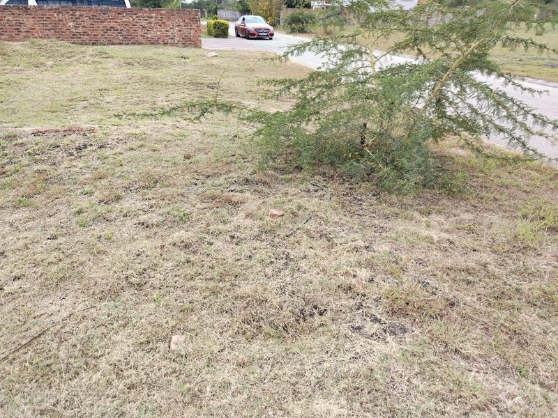 A view of the vacant residential plot showing the street frontage, existing brick boundary wall, and natural grass terrain.