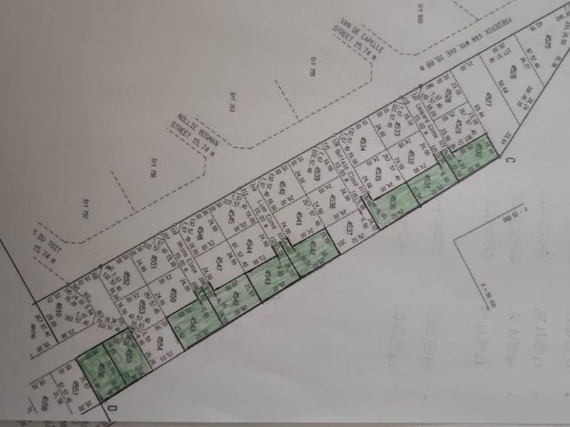 A cadastral survey map showing the layout and boundaries of residential land plots within the estate.