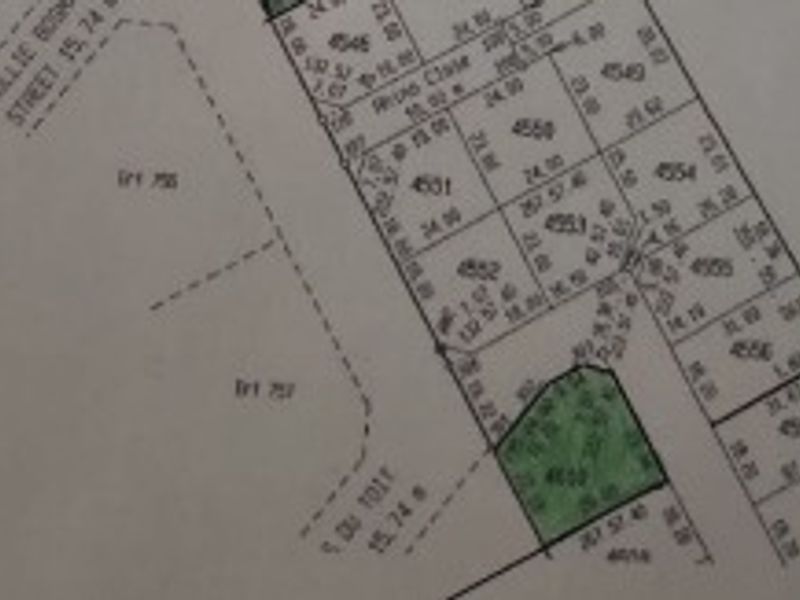 A cadastral survey map or site plan showing the layout and dimensions of the residential land plot.