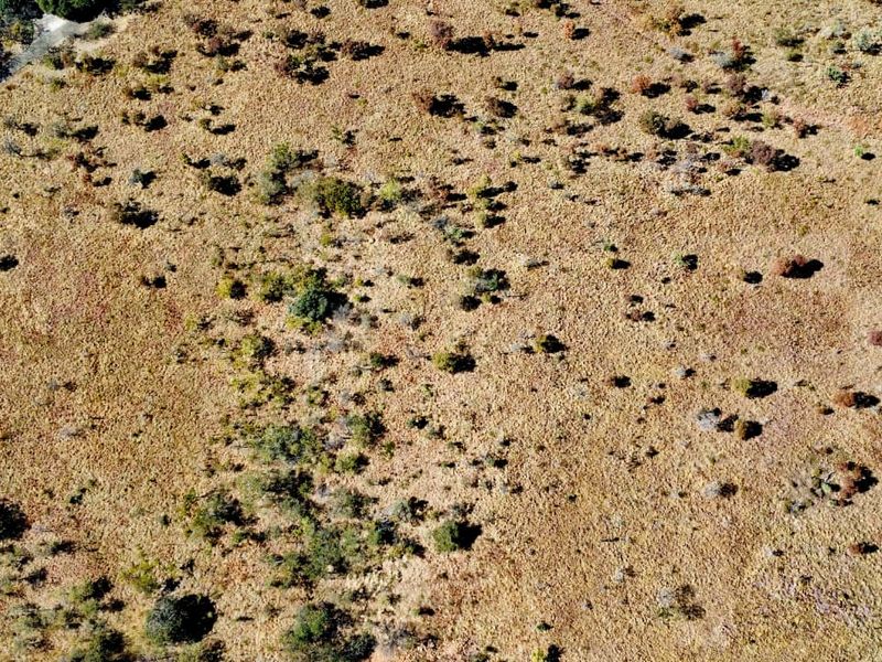 An aerial view of a vacant residential plot featuring natural terrain and native vegetation, ready for development.