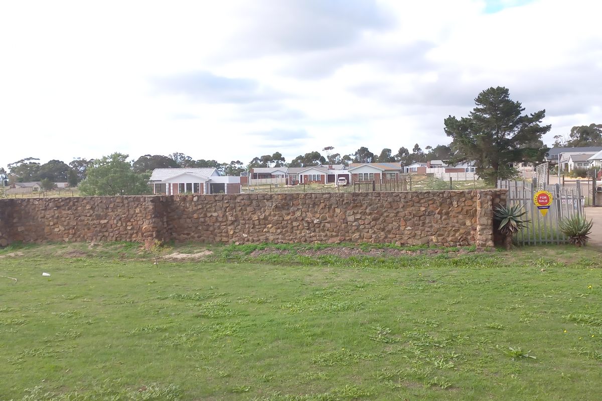 A view of a vacant residential plot featuring a stone boundary wall, metal gate, and paved driveway access.