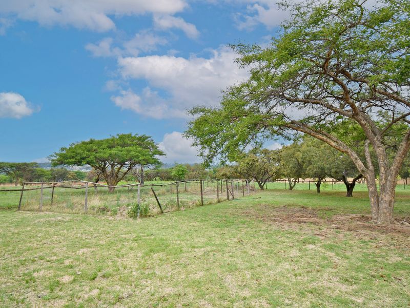 A view of a vacant residential plot featuring mature trees and existing post and wire fencing.