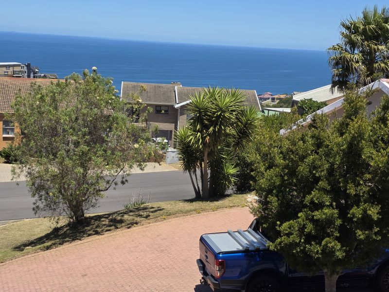 Elevated view overlooking the residential street, surrounding neighborhood, and the ocean horizon.