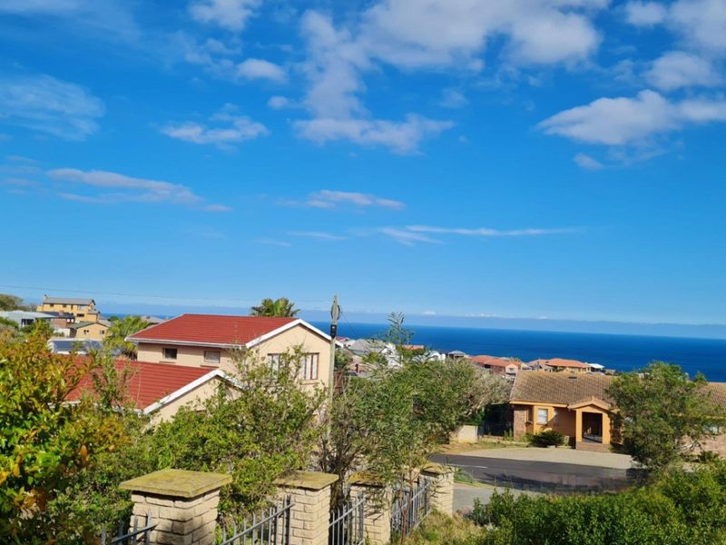 A scenic elevated view overlooking a residential neighborhood with a clear horizon line and ocean backdrop.