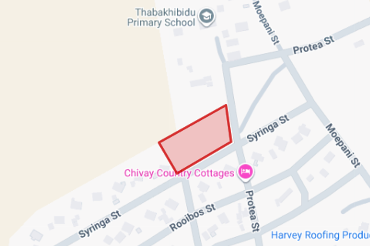 A digital map view highlighting the location of the vacant residential land plot within the local street network.