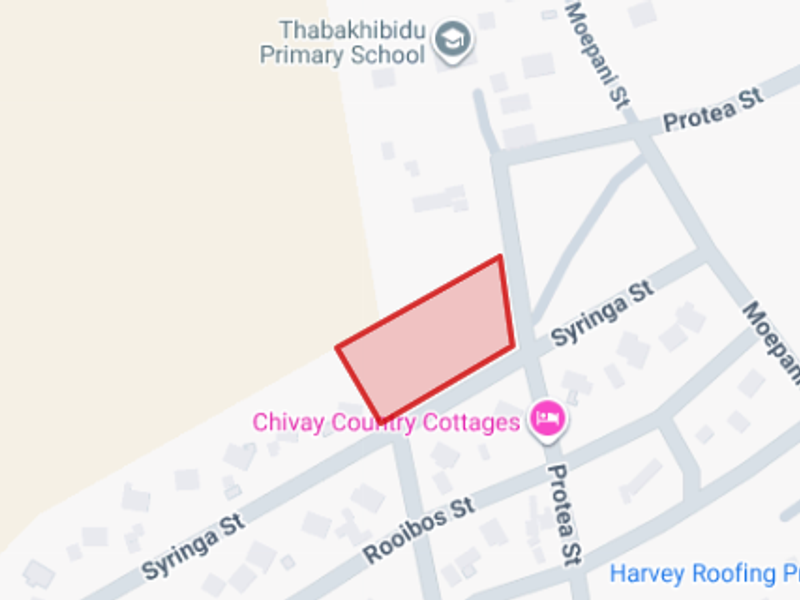 A digital map view highlighting the location of the vacant residential land plot within the local street network.