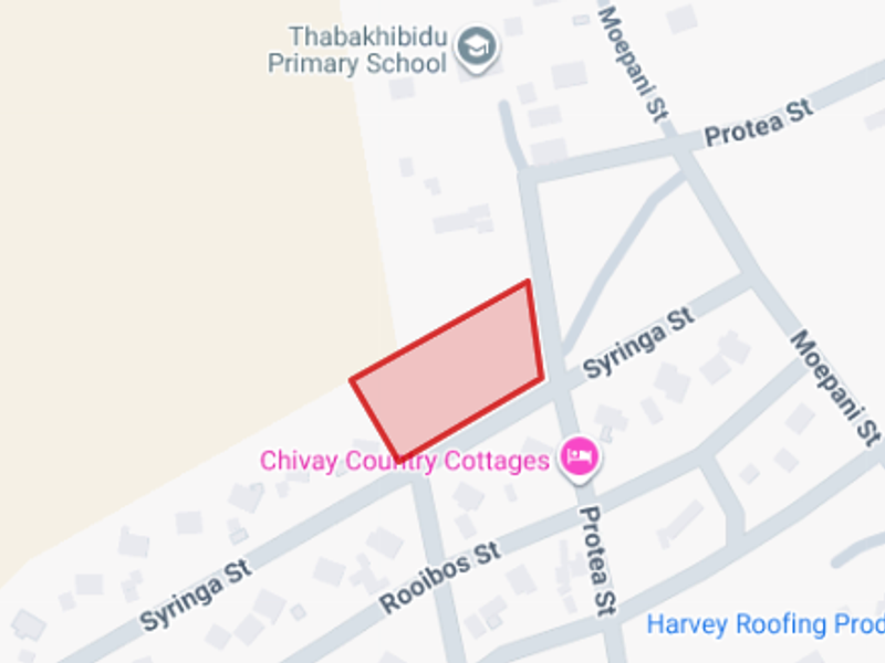 A digital map view highlighting the location of the vacant residential land plot within the local street network.