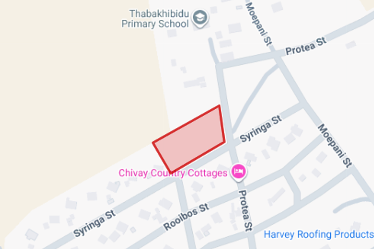 A digital map view highlighting the location of the vacant residential land plot within the local street network.