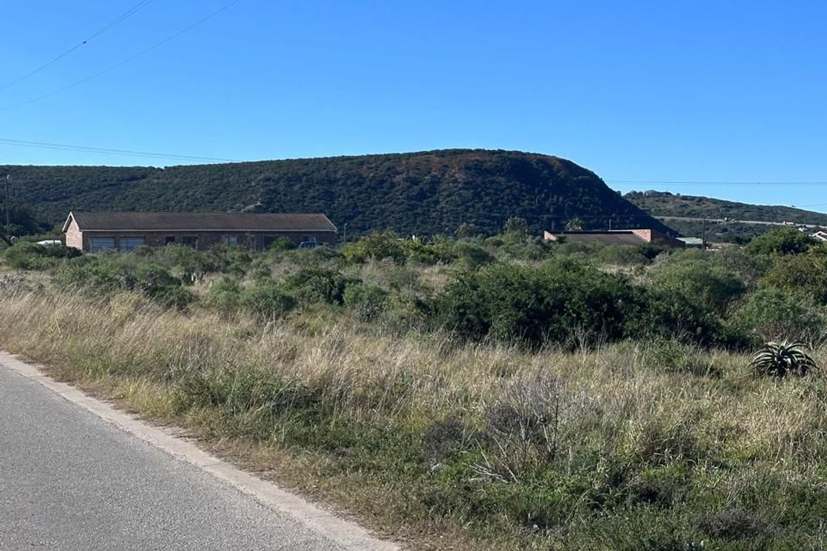 A view of the vacant residential land from the adjacent asphalt road, featuring natural vegetation and surrounding landscape.