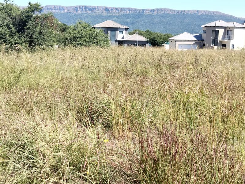 A vacant residential plot featuring tall natural grass with surrounding established homes and scenic mountain views in the background.