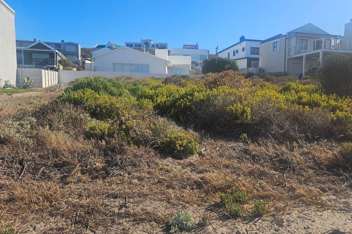 A view of a vacant residential plot featuring natural coastal vegetation and a boundary wall, situated in a developed residential neighborhood.