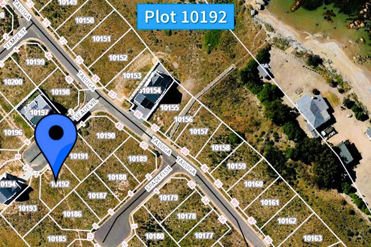 An aerial view of the residential plot 10192, showing its location within the coastal estate and proximity to the shoreline.