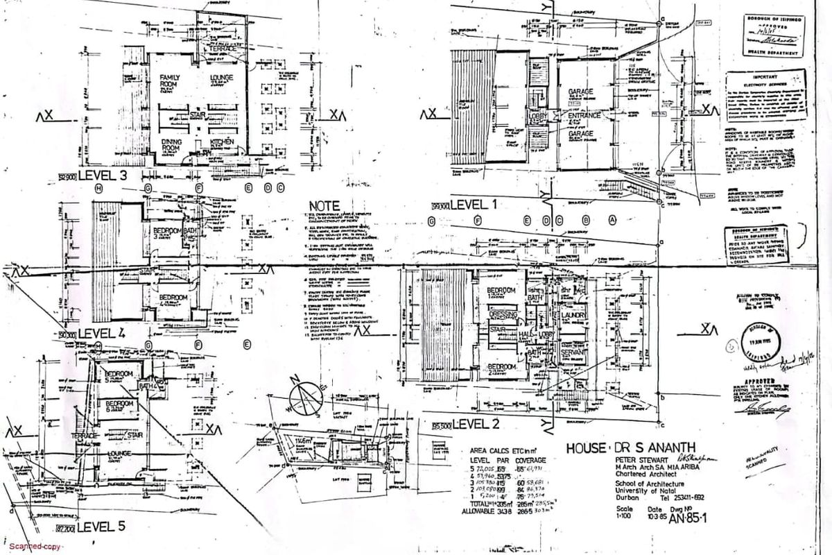 Architectural floor plan document detailing the layout and levels of the residential property.