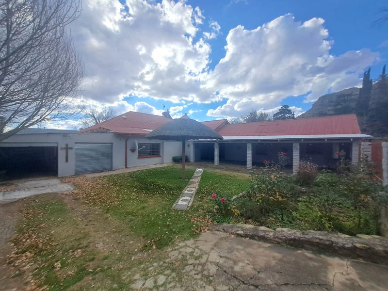 Rear view of the property featuring a covered patio, attached garage with roller door, and a garden area with stone retaining wall.