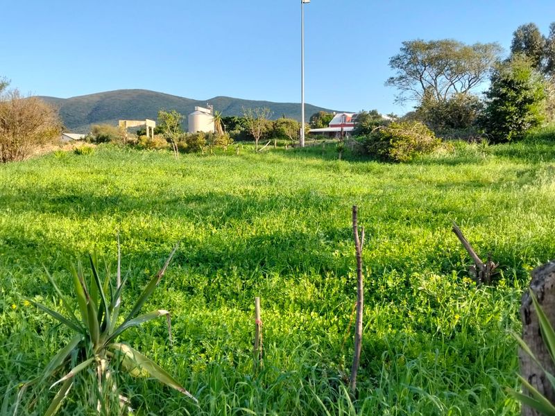 A view of an open, grassy vacant residential plot with surrounding landscape and distant mountain views.