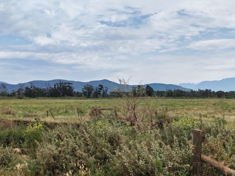 Expansive rural landscape view featuring open grazing fields, natural vegetation, and distant mountain ranges, framed by rustic timber fencing.