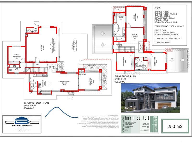 Architectural floor plan showing the layout of the ground and first floors, including room dimensions and total area specifications.