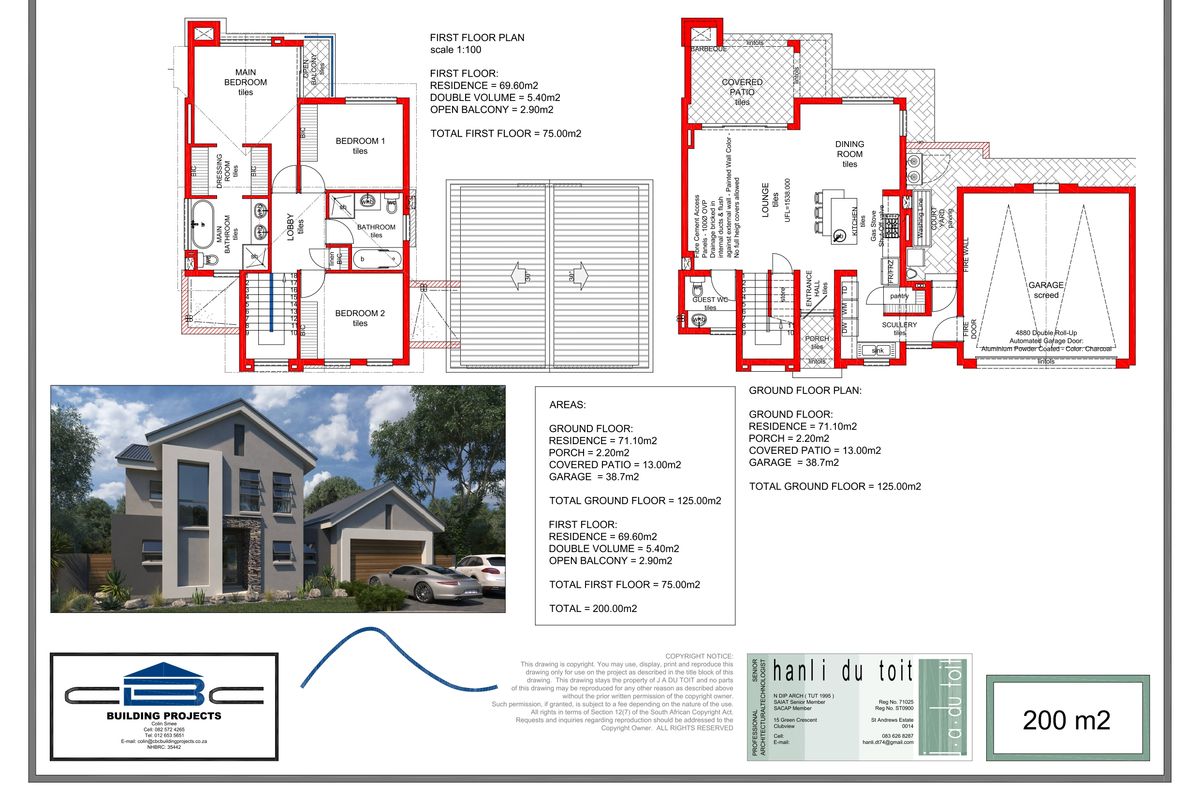 Architectural floor plan showing the ground and first floor layout of a residential property, including room dimensions and structural details.