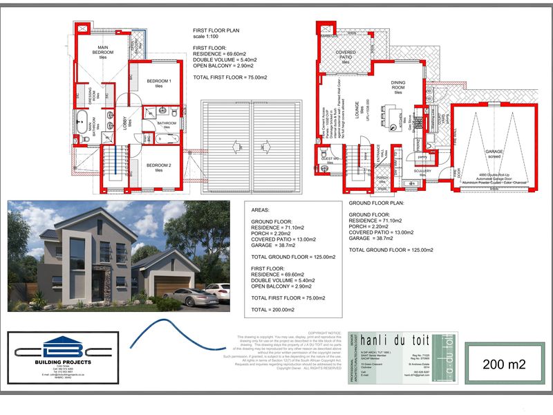 Architectural floor plan showing the ground and first floor layout of a residential property, including room dimensions and structural details.