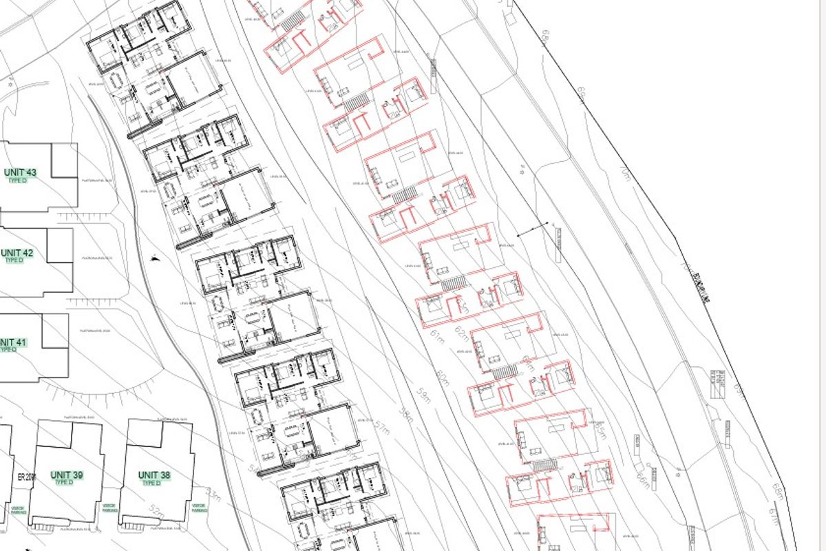 A detailed site development plan showing the layout and positioning of multiple cluster units within the estate.