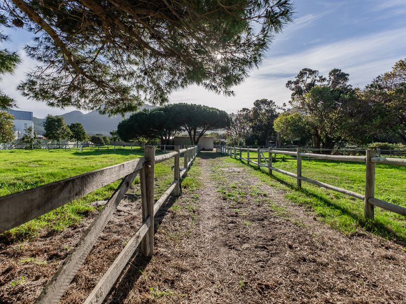 A spacious residential vacant land plot featuring established trees, a central dirt path, and timber post and rail fencing.