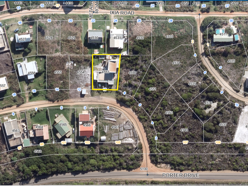 An aerial satellite view showing the property location within the residential neighborhood block.