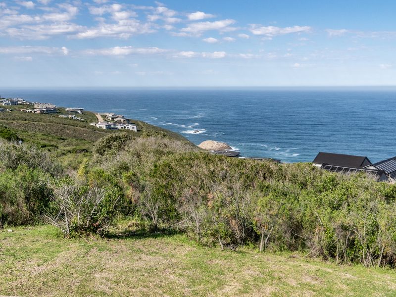 A scenic elevated view overlooking the coastline, ocean, and surrounding residential estate landscape.