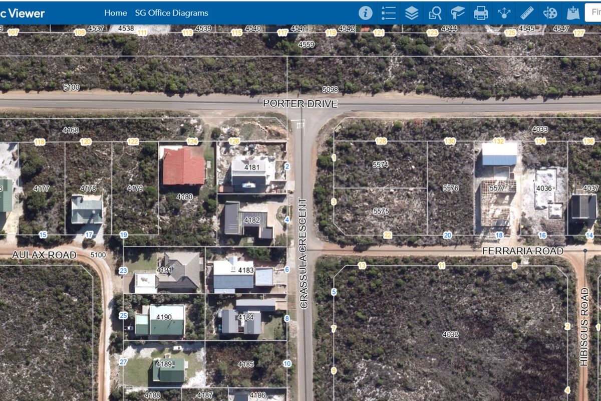 An aerial map view showing the layout of residential plots and street infrastructure in the area.