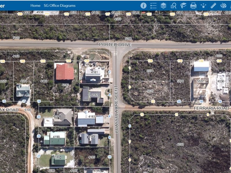 An aerial map view showing the layout of residential plots and street infrastructure in the area.