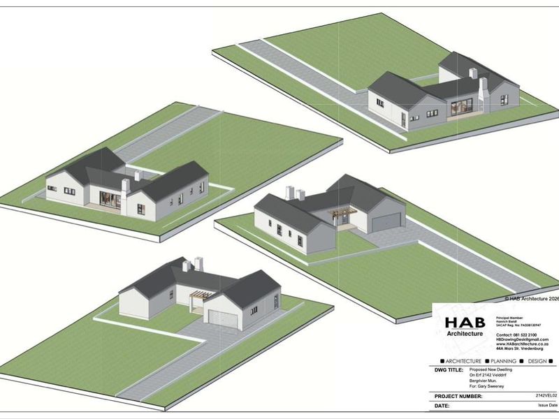 Architectural 3D rendering showing the proposed design and layout for a new residential dwelling.
