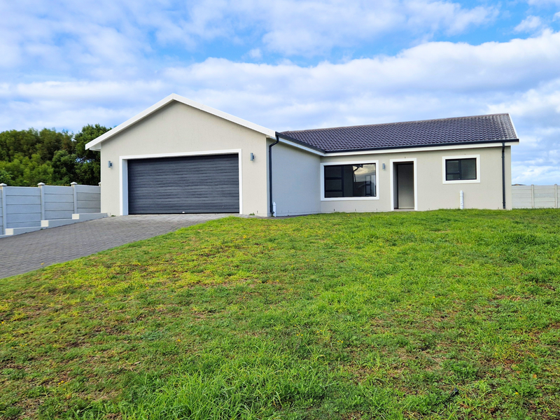 Modern single-story house featuring a paved driveway, automated garage, and clean exterior finishes, set on a spacious plot with boundary walling.