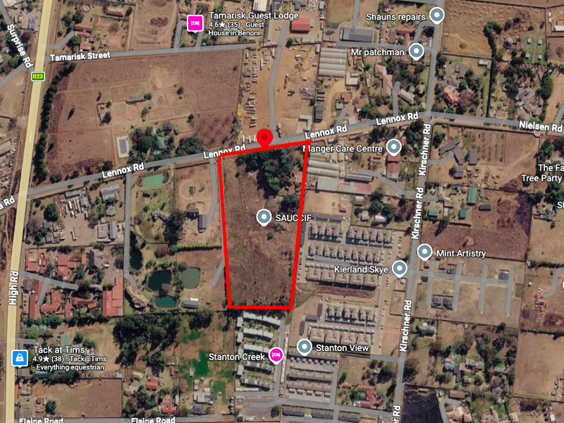 An aerial satellite view showing the property boundaries and surrounding road network in a semi-rural small holding area.