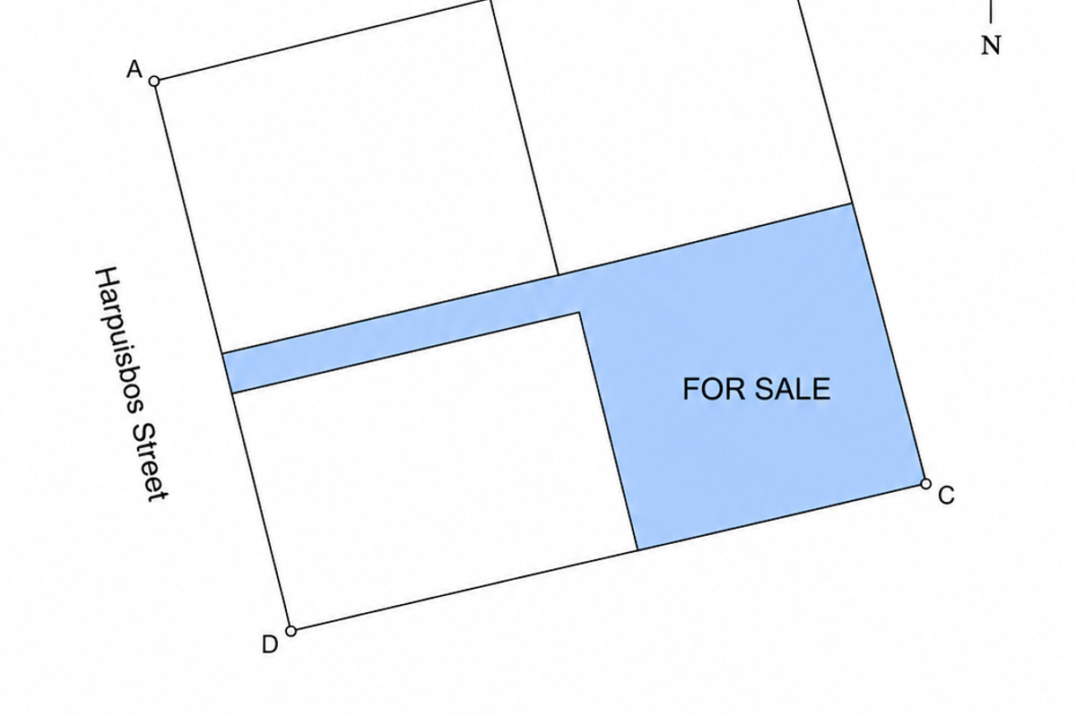 A site plan diagram illustrating the layout and orientation of the residential vacant land parcel for sale.